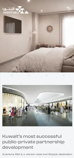 mobile view of aventura website