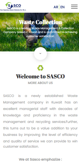 mobile view of SASCO website.