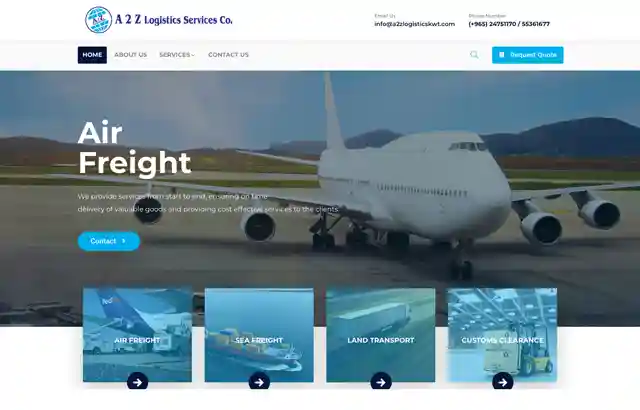 Desktop view of A2Z website.
