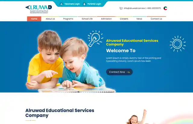 Desktop view of Al-Ruwad website. 