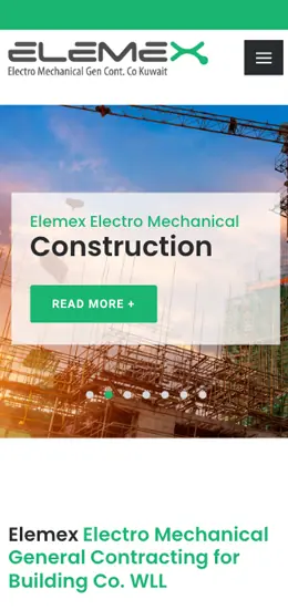 Mobile view of ELEMEX website. 