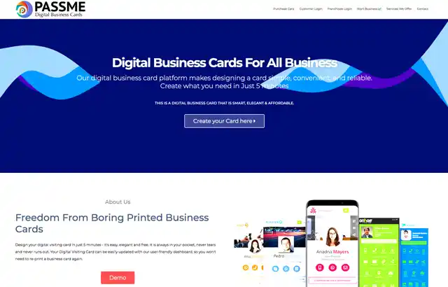 Desktop view of passme website. 