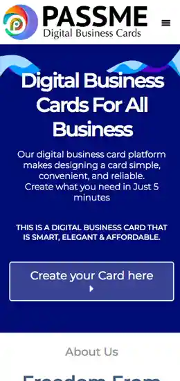 Mobile view of passme website. 