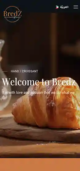 Mobile view of Bredz website.