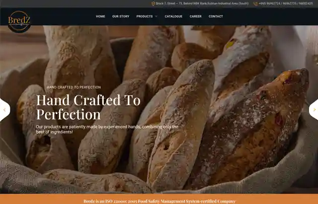 Desktop view of Bredz website.