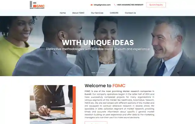 Desktop view of FGMC website. 