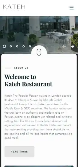 Mobile view of kateh website. 