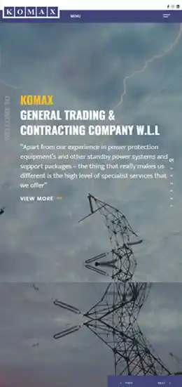 Mobile view of  Komax website.