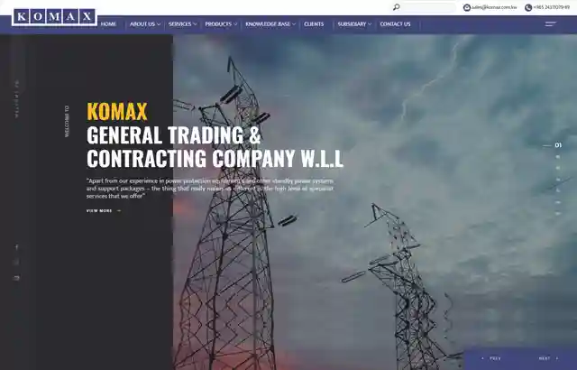 Desktop view of  Komax website.