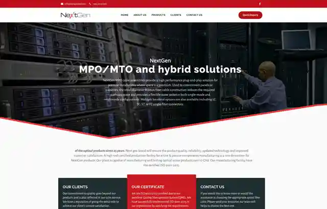 Desktop view of Nextgen website. 