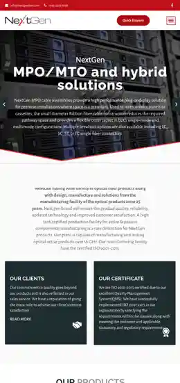 Mobile view of Nextgen website. 
