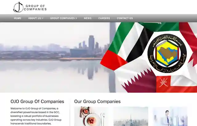 Desktop view of OJO Group website. 