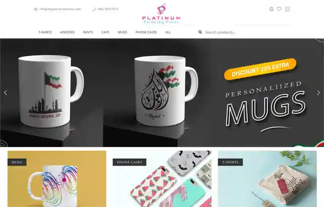 Desktop view of platinum website. 