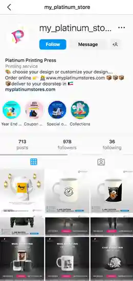 Mobile view of platinum website.