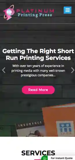 mobile view of platinum website.
