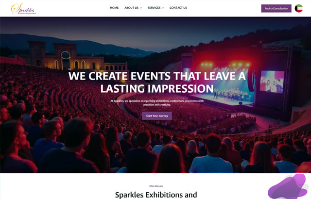 Desktop view of Sparkle Website