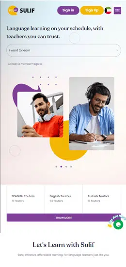 Desktop view of Sulif website. 