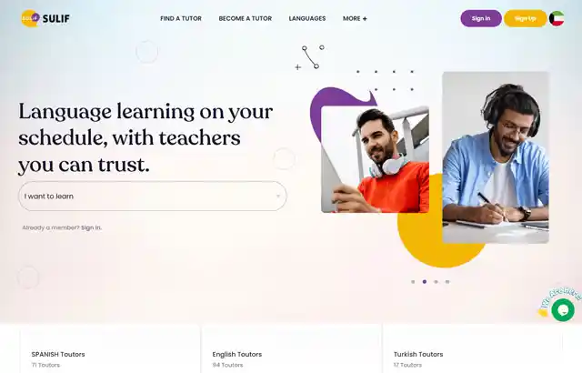 Desktop view of Sulif website. 